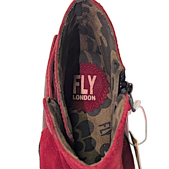 FLY London Suede Ankle Boot Yuro Red - Medium Size EU 38 US 7 to 7.5 Wedge New - Picture 6 of 8
